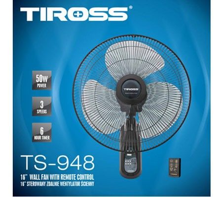 Quạt treo tường 16'' có điều khiển Tiross TS948 - Công suất 50W
