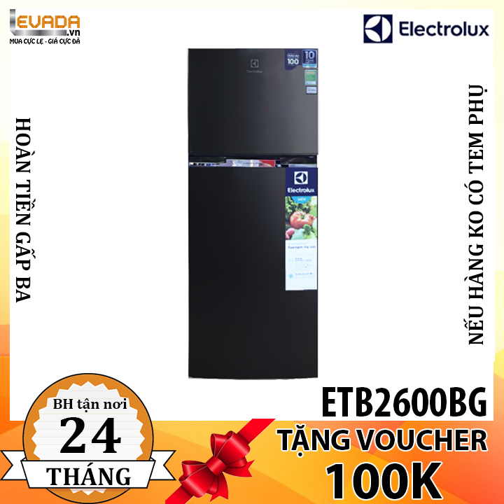  (CHỈ BÁN HCM) Tủ Lạnh Electrolux ETB2600BG Inverter 254 Lít 