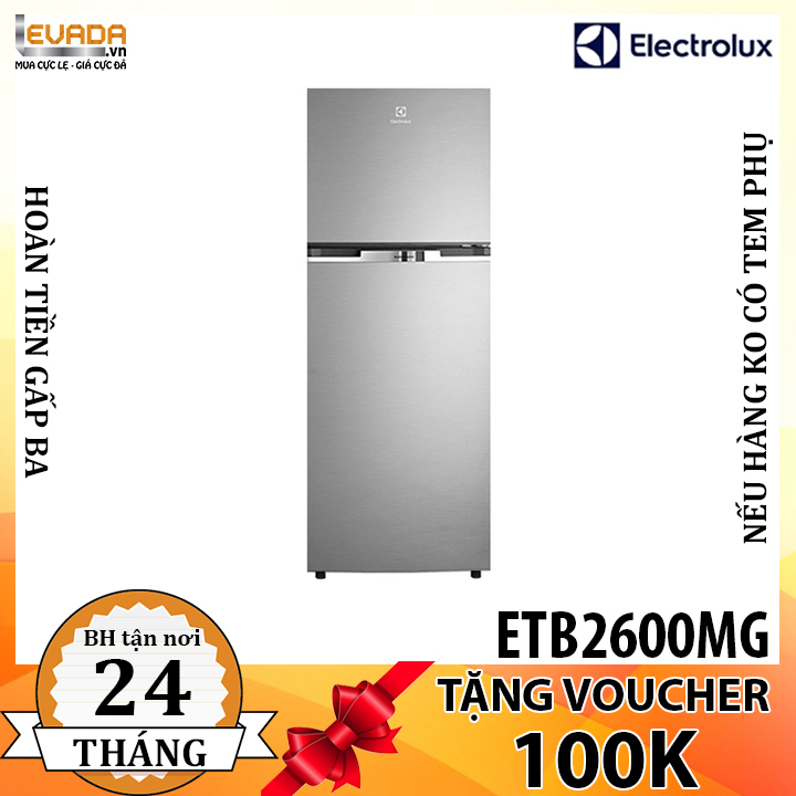  (CHỈ BÁN HCM) Tủ Lạnh Inverter Electrolux ETB2600MG Inverter 254 Lít 